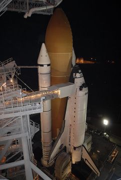 Space shuttle with PU insulated cryogenic fuel tank.