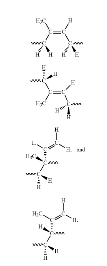 Structural units present in polyisoprene
