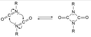 Dimerization of isocyanate to uretdion.